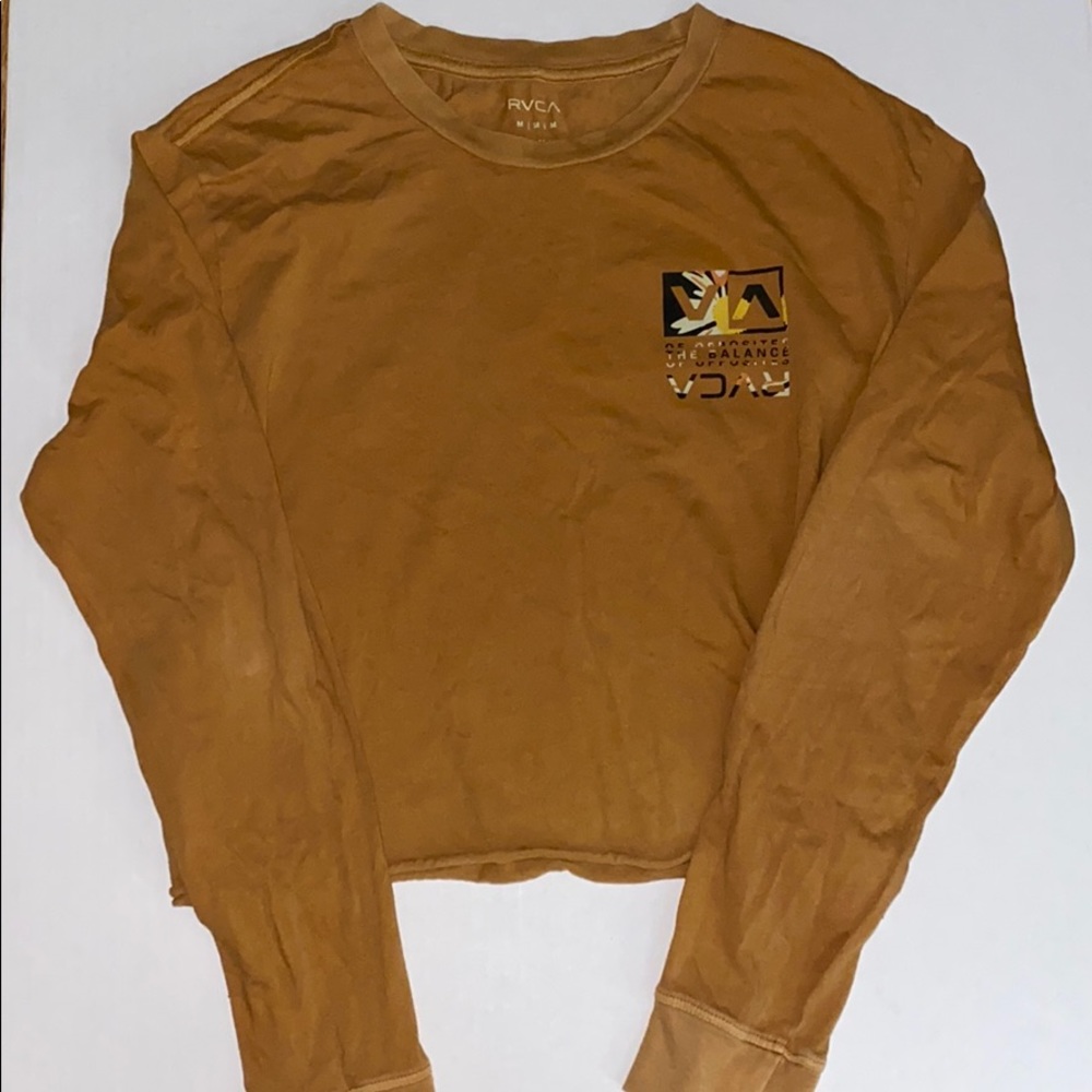 Brown/orange long sleeve cropped t shirt